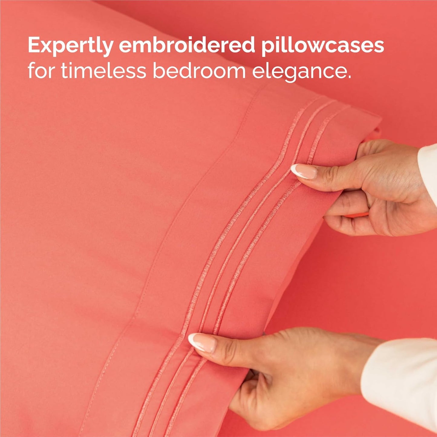 Split King Size 5 Piece Sheet Set - Comfy Breathable & Cooling Bed Sheets Set - Hotel Luxury Bedding for Women, Men, Kids, Teens, Boys & Girls - Deep Pockets, Soft and Wrinkle Free - Oeko-Tex - Coral