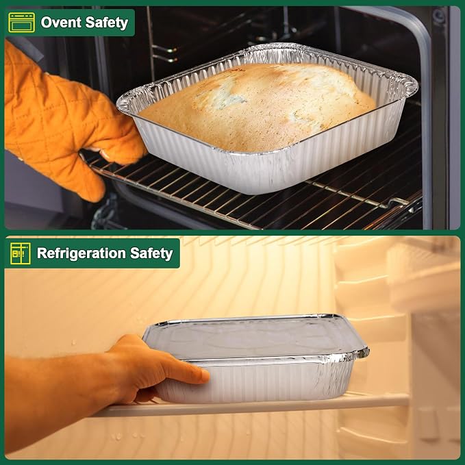 8x8 Inch Disposable Aluminum Foil Pans with Lids (15 Pack) - Heavy-Duty Baking Trays for Air Fryer, Oven- Reusable & Leakproof Design - Image 4