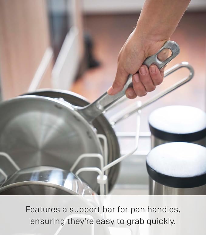 YAMAZAKI Home Tower Adjustable Lid & Pan Organizer – Kitchen Drawer Storage Shelf Rack - Image 5