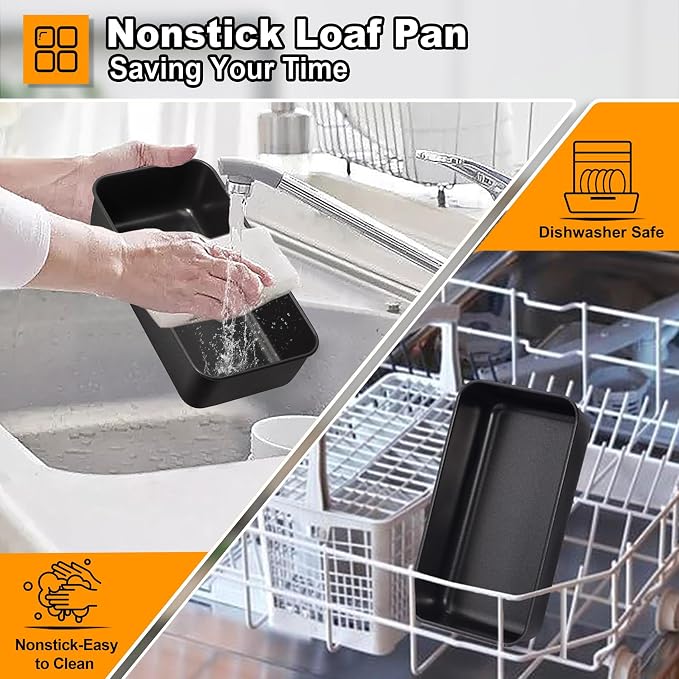 LIANYU 6 Pack Nonstick Loaf Bread Pan for Baking, 9x5In Bread Loaf Baking Pan, Stainless Steel Meatloaf Pan Tin for Homemade, Dishwasher Safe - Image 5