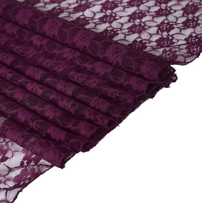 VDS Pack of 20 Floral Lace Table Runners Centerpiece Cloth Linen for Wedding Bithday Graduation Engagement Ceremony Events Party Banquets Table Decoration (12x108 inch) (Eggplant) by VDS