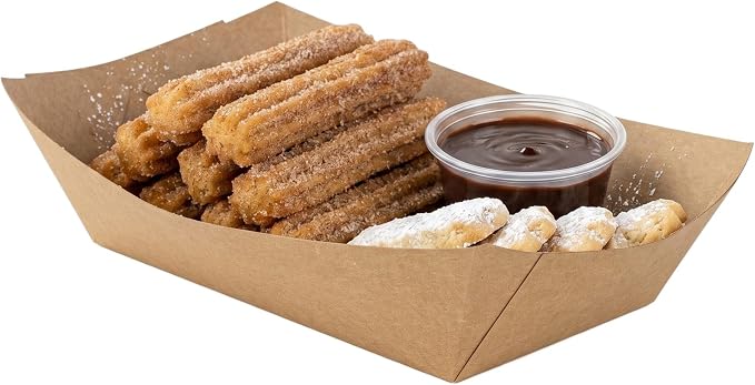Restaurantware-Bio Tek 2 Pound Food Trays, 200 Disposable Paper Food Trays - Heavy-Duty, Greaseproof, Kraft Paper Boats, For Snacks, Appetizers, Or Treats, Use At Parties Or Carnivals - Image 6