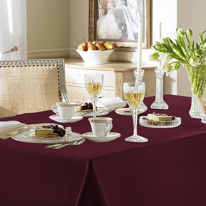Fitable 6 Pack Burgundy Tablecloths 90x156 Inch for 8 Foot Rectangle Tables - Image 8