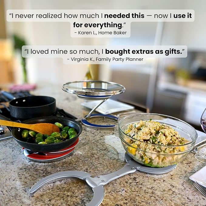 Trivae Pot Lid Holder – 4-in-1 Pot Lid Holder While Cooking, Pan Lid Holder, Trivet & Cake Stand – Versatile Kitchen Tool for Hot Pots, Serving & Display – Space-Saving, Heat-Resistant Stand - Image 5
