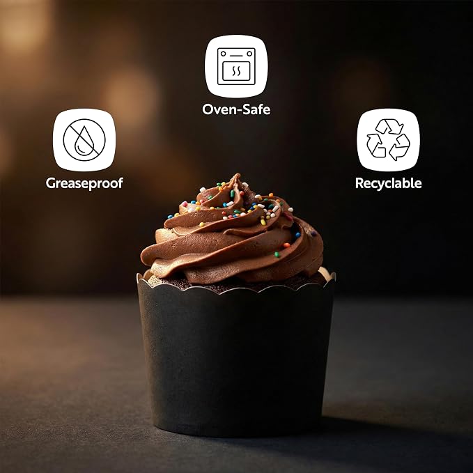 Restaurantware Baking Cups 200 Pack of 6 oz Paper Cupcake Liners Greaseproof Scalloped Oven-Safe Elegant Dessert Muffin Cups Disposable for Parties - Image 4