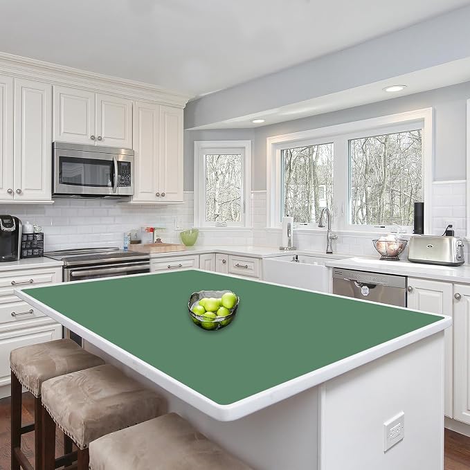 Silicone Mats for Kitchen Counter, 48"x32"(120cmx80cm) Large Heat Resistant Mat Kitchen Island Waterproof Countertop Protector Mat Nons-slip Extra Large Counter Mat, Green by WelcometoULTIBE