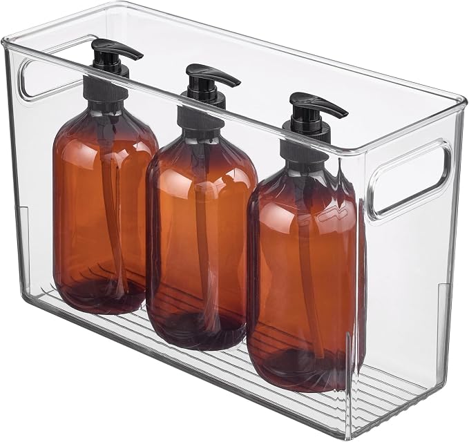 iDesign Slim Clear Plastic Bathroom Storage Bin, Tall Narrow - Image 8