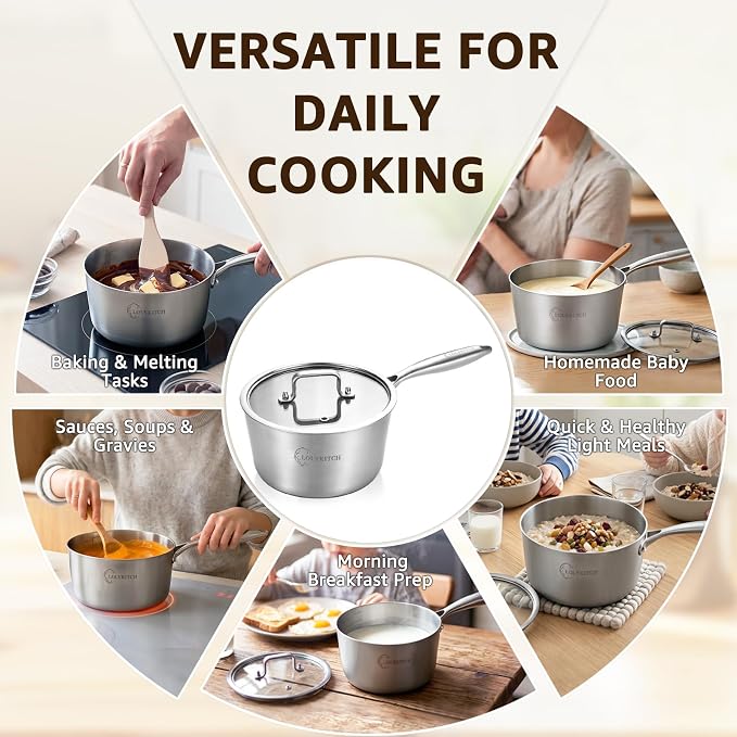 LOLYKITCH 1QT & 3QT Stainless Steel Saucepan Set with Glass Lids - Image 6