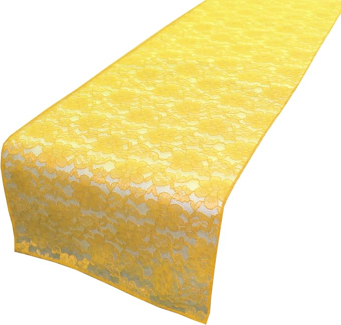 Zen Creative Designs 10 Pack Floral Lace Table Runner Sheer Lace Event Party Wedding Table Decor (12" by 72", Marigold) by ZenCreativeDesigns