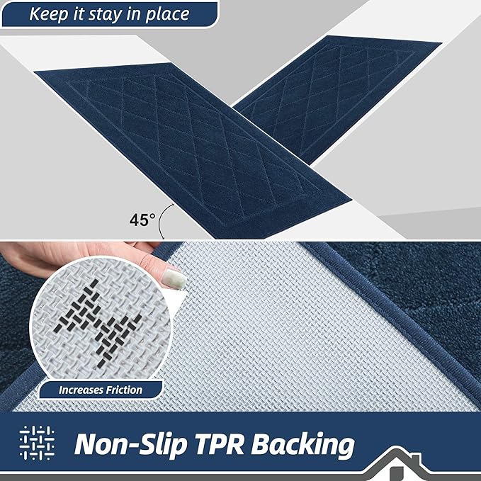 BEQHAUSE Dirt Trapper Door Mat 36" x 60", Doormat Non-Slip, Navy Blue - Image 5