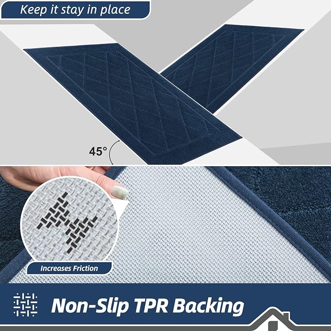 BEQHAUSE Dirt Trapper Door Mat 32" x 72", Doormat Non-Slip, Navy Blue - Image 5