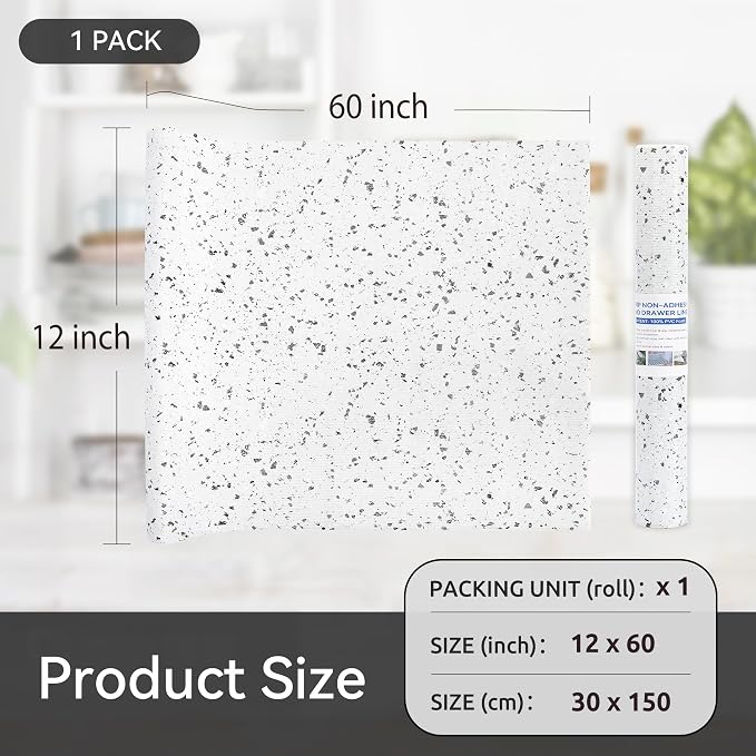FIFTY FEET 12"x60" Non-Adhesive Shelf Liner for Kitchen Cabinets and Drawers, Washable Non-Slip PVC Cabinet Liner (Rock)(1 Roll) - Image 5