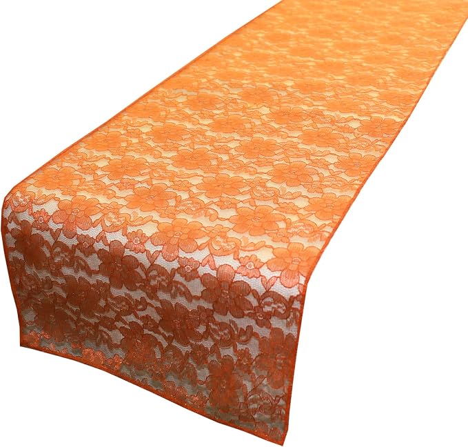 Zen Creative Designs 10 Pack Floral Lace Table Runner Sheer Lace Event Party Wedding Table Decor (12" by 72", Orange) by ZenCreativeDesigns