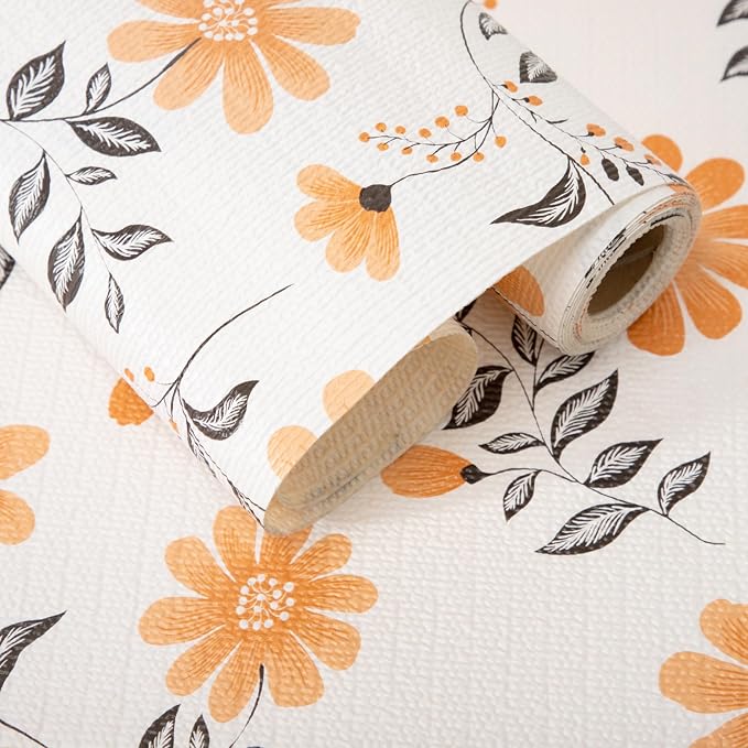 RAY STAR 18" x 8 Ft Shelf Liner for Kitchen Cabinets, Non-Adhesive Cabinet Liner Washable, Drawer Liner for Dresser Non-Slip Bathroom [Amber Blossom](5 Rolls) by RAYSTAR
