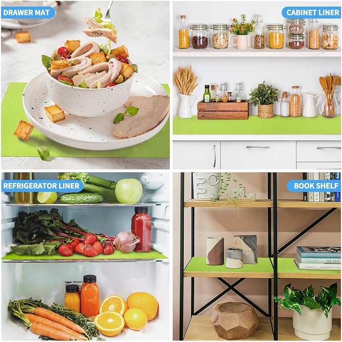 Bloss Shelf Liners, Non Adhesive EVA Drawer Mat Liners Roll for Bathroom, Kitchen, Desks, Deco Shelves 17.7x59 inch-Green - Image 4