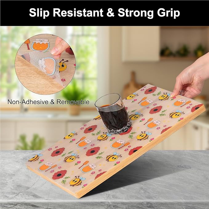 Cooyes Shelf Liner – Non-Slip Cabinet & Drawer Liner for Kitchen – Non-Adhesive Waterproof Shelf Paper with Modern Pattern – Durable EVA Cabinet Mat – Easy to Cut (Buff,17.5" W x 78.7" L) - Image 2