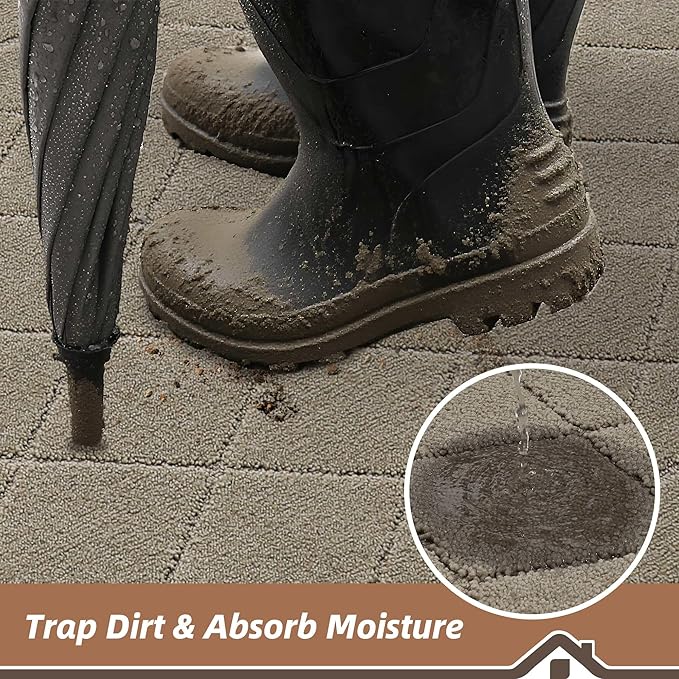 BEQHAUSE Dirt Trapper Door Mat 24" x 60", Doormat Non-Slip, Beige - Image 3
