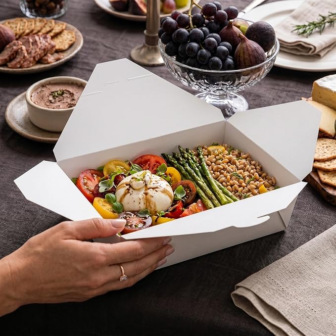 Restaurantware-Bio Tek 8.5 x 6.3 x 2.5 Inch Food Containers, 200 Durable Noodle Boxes - Disposable, Sustainable, White Paper 17-Ounce Takeout Boxes, Rectangle, For Takeouts, Or Picnics - Image 5