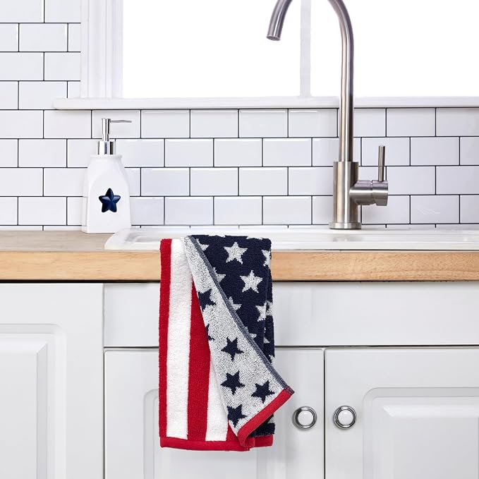 SKL Home American Flag Hand Towel Set-2pc, 100% Cotton, Reversible, Multi - Image 5
