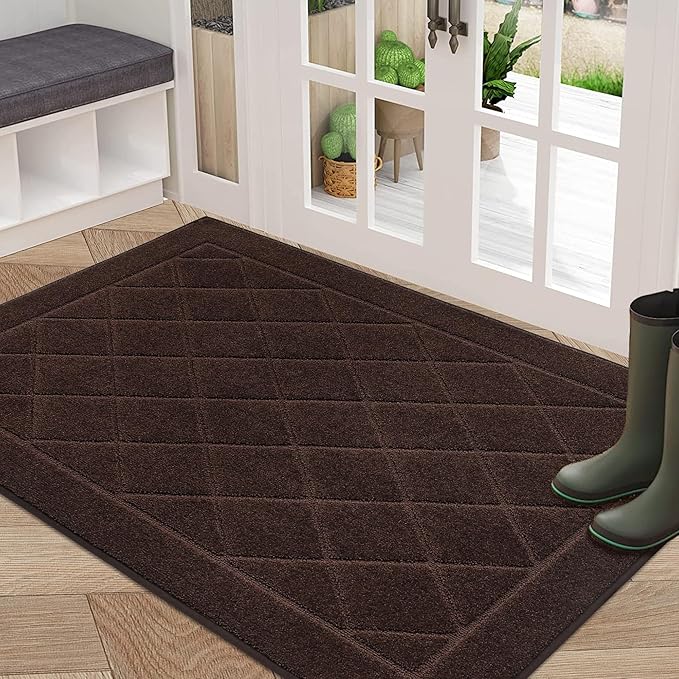 BEQHAUSE Dirt Trapper Door Mat 32" x 48", Doormat Non-Slip, Brown by BEQHAUSE