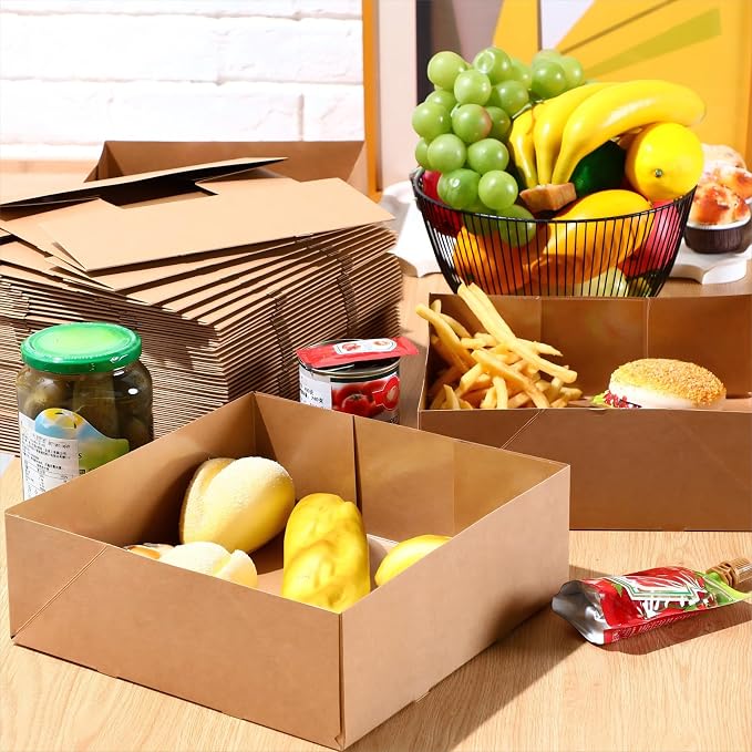 Teling 150 Pcs Kraft Paper Cardboard Food Trays Disposable Container, Brown - Image 4