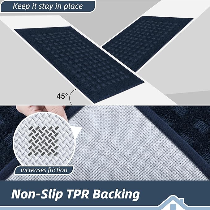 BEQHAUSE Dirt Trapper Door Mats 24"x36", Non Slip Washable, Navy Blue - Image 5