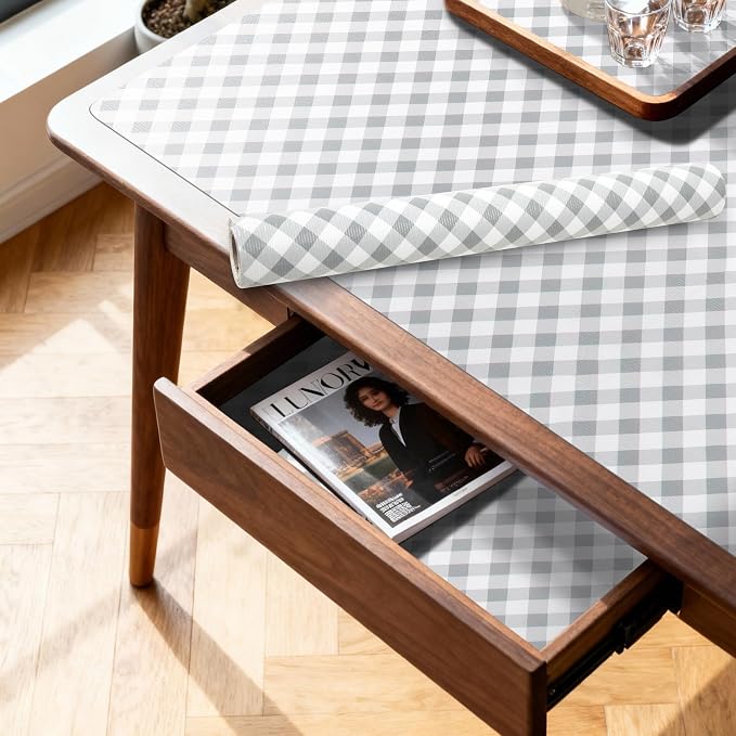 RAY STAR 12X120 Inch Shelf Liner for Kitchen Cabinets, Non-Adhesive Cabinet Liner Washable, PVC Drawer Liner for Dresser Non-Slip Bathroom (Plaid)(3 Roll) - Image 2
