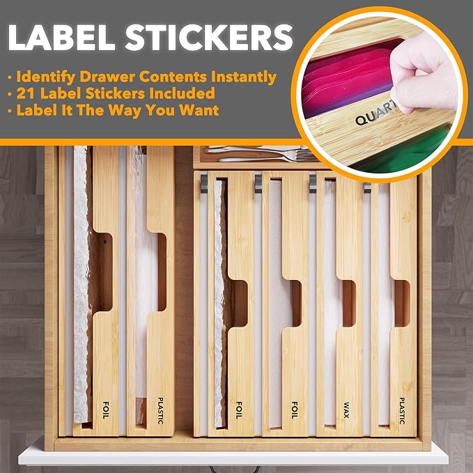 SpaceAid WrapNeat 4 in 1 Wrap Dispenser with Cutter and Labels, SpaceAid WrapNeat 2 in 1 Wrap Organizer with Cutter and Labels - Image 7