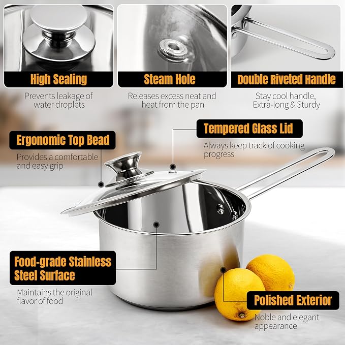 Stainless Steel pots and pans set, 6 PCS Nonstick Induction Cookware Set - Image 4