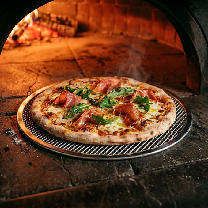 Restaurantware-Met Lux 12 Inch Pizza Screen, 1 Heavy-Duty Mesh Screen - Reinforced Rim, Evenly Bake Pizzas, Flatbreads, or Pastries, Aluminum Screen Pizza Pan, For Homes or Restaurants, Durable - Image 3