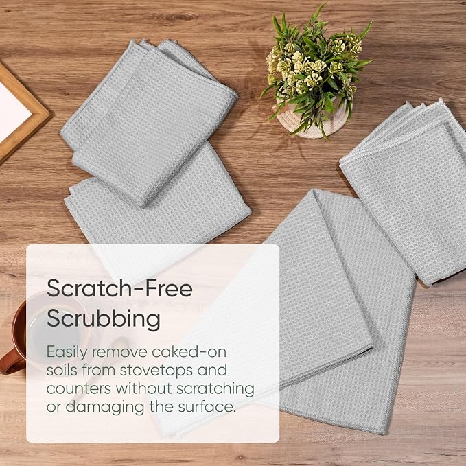 Kitchen Towels - Microfiber Waffle Weave Towels | Absorbent, No Lint, Thick, Reusable, Commercial, Soft, Hand, Tea, Glass, Bar, Sublimation Blank, Polyester Cloths (Gray, 16 x 24 (6 Pack)) - Image 3