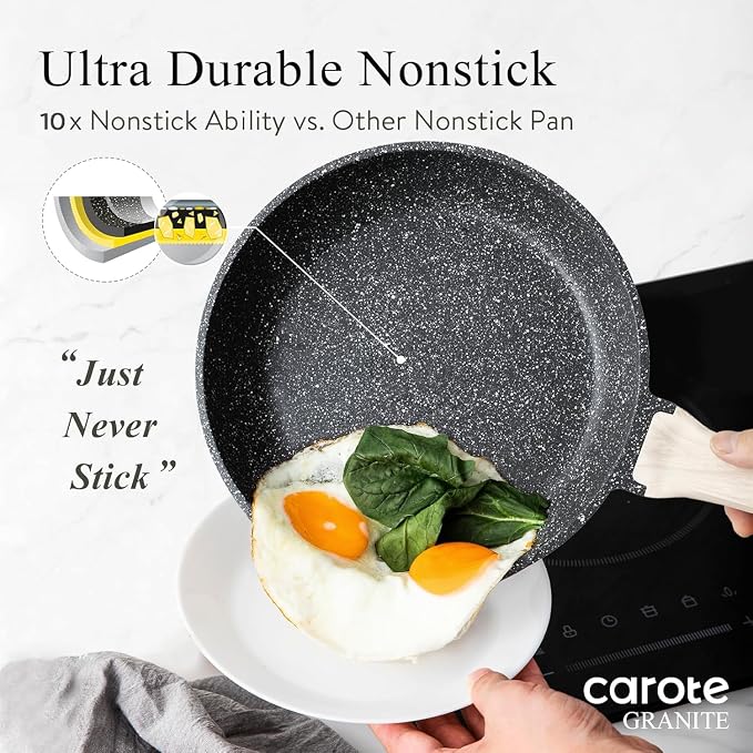 CAROTE Nonstick Cookware Sets, Pots and Pans Set, 14pcs - Image 3