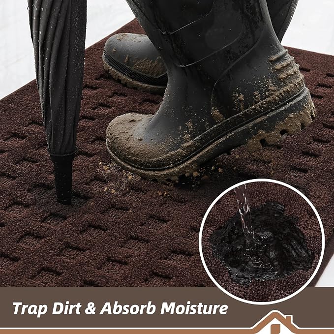BEQHAUSE Dirt Trapper Door Mats 20"x32", Non Slip Washable, Dark Brown - Image 3