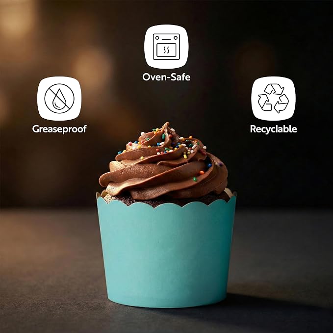 Restaurantware Baking Cups 200 Pack of 6 oz Paper Cupcake Liners Greaseproof Scalloped Oven-Safe Elegant Dessert Muffin Cups Disposable for Parties - Image 4