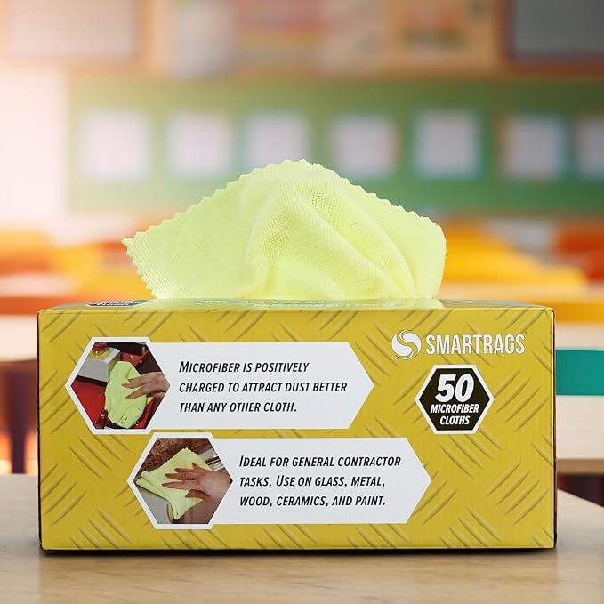 Arkwright Smart Rags Microfiber Cleaning Cloths, Pack of 50 in a Box, Lint Free 180 GSM Reusable Towels for Auto, Office and Household Cleaning, 12 x 12 in, Yellow - Image 4