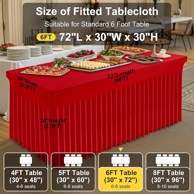 Smiry Spandex Elastic Fitted Table Cloth Skirt for 6FT Rectangle Table - Image 4