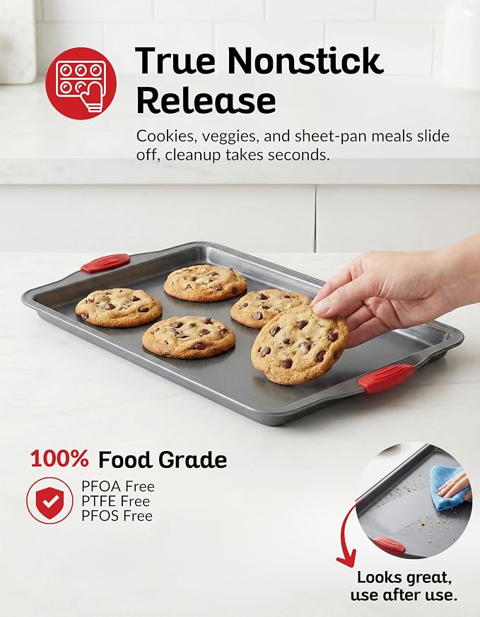 Boxiki Kitchen Nonstick Baking Sheet Pan Heavy-Gauge Carbon Steel, Warp, Dent, and Rust-Resistant Gourmet Rimmed Half Cookie Sheet Tray, Non-Toxic for Exceptional Baking Performance - 15x10 Inch - Image 3