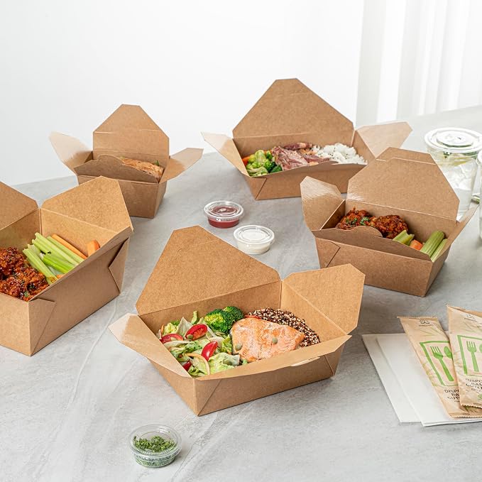Restaurantware Bio Tek 8.5 x 6.3 x 2.5 Inch Food Containers 50 Durable Noodle Boxes - Disposable Sustainable Kraft Paper 17-Ounce Takeout Boxes Rectangle For Takeouts Or Picnics - Image 8