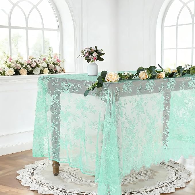 Lace Table Cloth Vintage Lace Tablecloth Desk Fabric 60x120Inch for Garden - Image 4