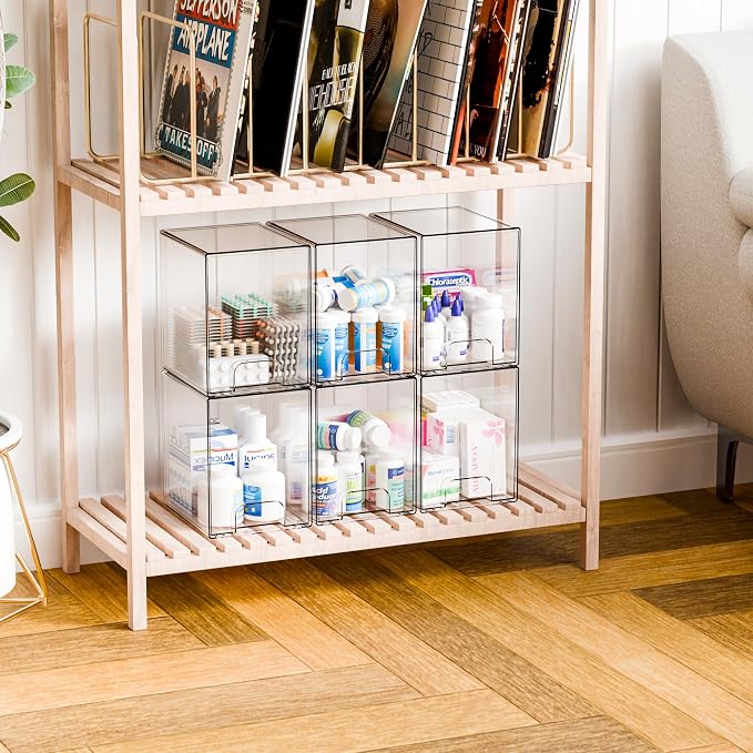 Yieach 2 Pack Clear Stackable Storage Drawers,7.6" H Baby Bottle Organizer,Acrylic Drawer Containers for Cosmetics,Skincare,Beauty Products,Cabinet,Vanity,Kitchen,Under Sink and Bathroom Storage Bins - Image 9