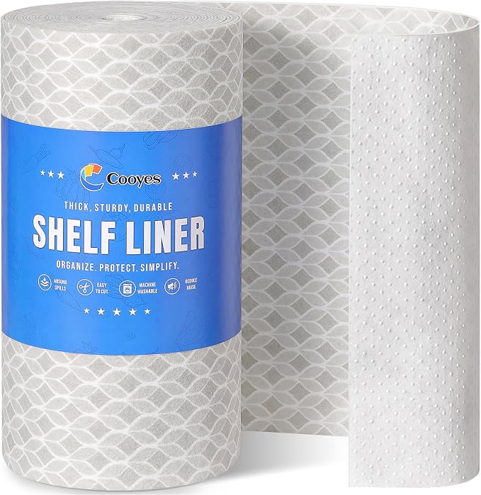 Cooyes Refrigerator Liners 17.7" x 360", Absorbent Strong Grip Fridge Mats Machine Washable, Non-Adhesive Refrigerator Shelf Liner for Fridge Bins & Kitchen Cabinets, Gray by Cooyes