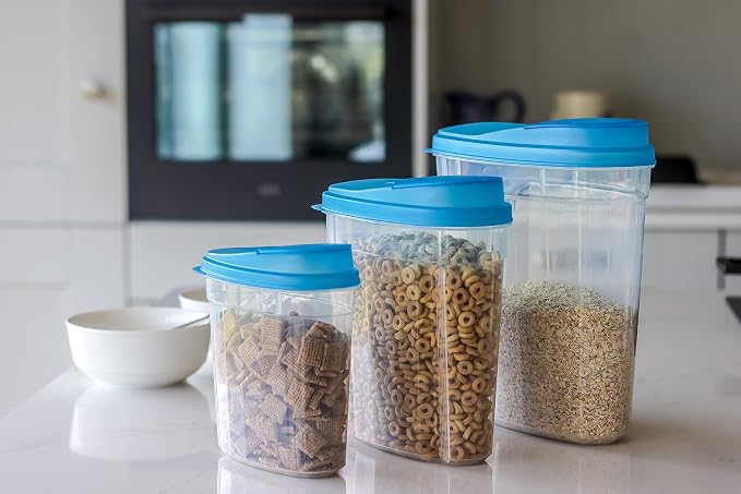 KitchenCraft Plastic Dry Food Storage Containers with Clip Lids for Cereal, Pasta, Rice, BPA-Free, Set of 3 - Image 5