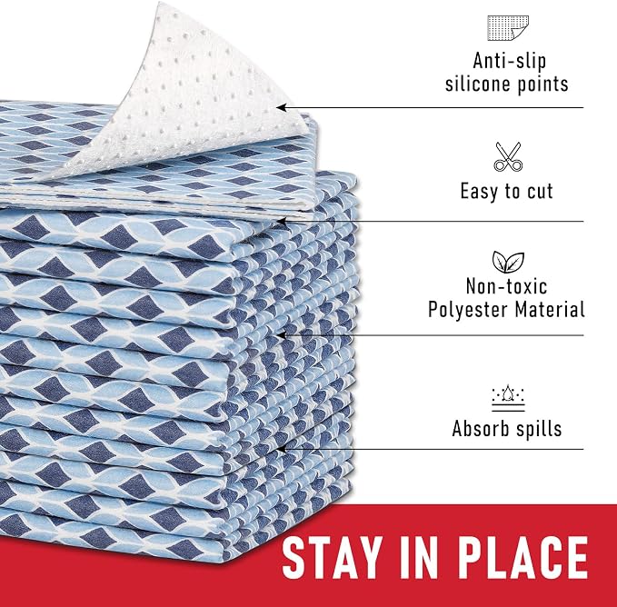 Cooyes 12 Pack Cloth Shelf Liners 17.7" × 24", Non-Slip Refrigerator Liners Machine Washable, Refrigerator Drawer Mats for Glass Shelves and Kitchen Cabinets, (Light Blue) - Image 3