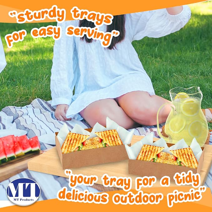 MT Products Kraft Stadium Trays 8.6" x 5.5" x 2.25 - Medium 4 Corner Pop-Up Food Trays (Pack of 25) - Made in The USA - Image 5