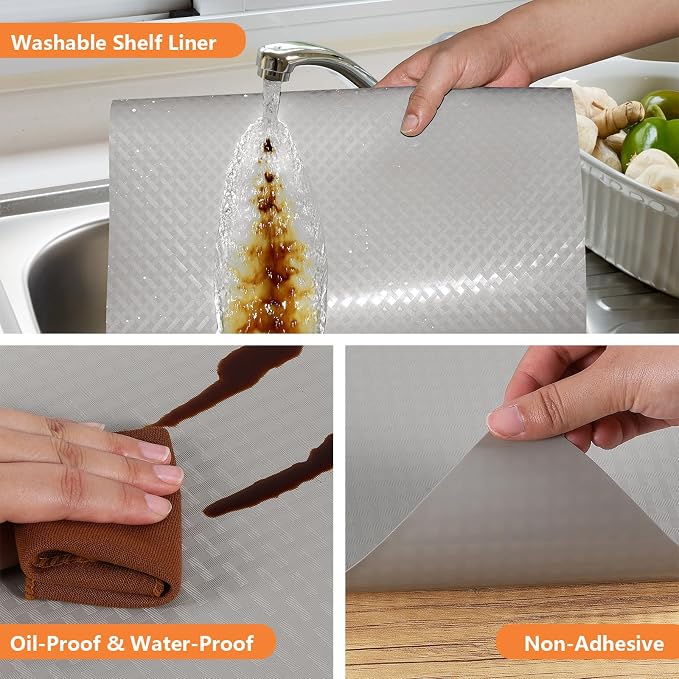 Shelf Liner Non Adhensive Drawer Cabinet Mat Gray 11.8"× 236.2" Pack of 2 - Image 4