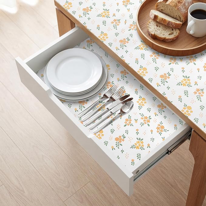 RAY STAR 20 Inch x 6 Ft Shelf Liner for Kitchen Cabinets, Non-Adhesive Cabinet Liner Washable, Drawer Liner for Dresser Non-Slip Bathroom [Orange Honey Blossom] - Image 7
