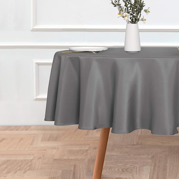 sancua Round Tablecloth 48 Inch Fits 20-36 Inch Tables, Light Grey - Image 2