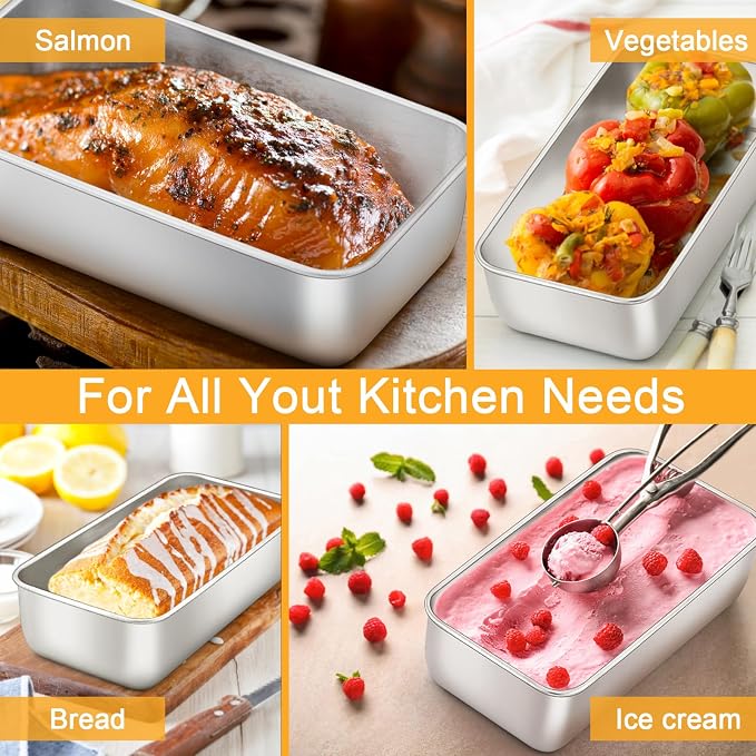 E-far Loaf Pan for Baking Bread, 9 x 5 Inch Stainless Steel Bread Pan, 6PCS | Non-Toxic Bread Tins for Homemade Banana Cake Meatloaf Brownies, Healthy & Easy Release, Dishwasher Safe - Image 3