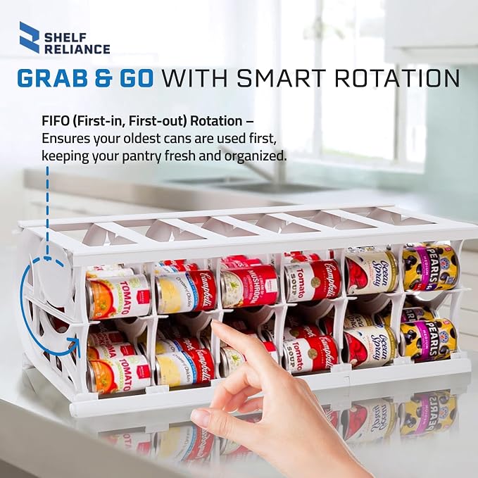 Shelf Reliance Cansolidator Pantry Plus - 1-Pack Can Organizer for Pantry, Stackable Soda Can Storage for Kitchen, Holds 60 Cans of Food or Soda - Image 2