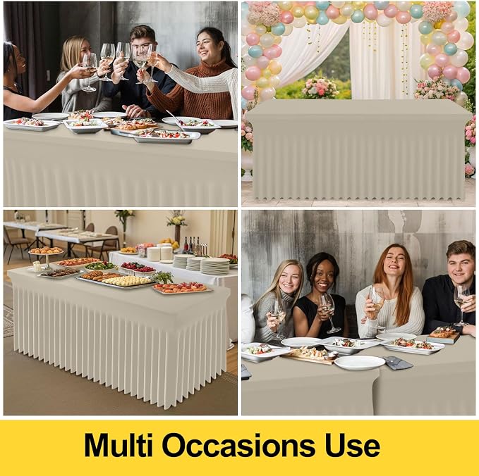 Smiry Spandex Elastic Fitted Table Cloth Skirt for 6FT Rectangle Table - Image 5
